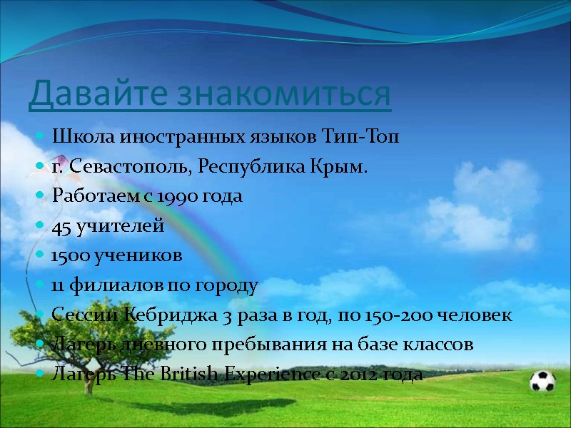 Давайте знакомиться Школа иностранных языков Тип-Топ  г. Севастополь, Республика Крым. Работаем с 1990